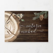 ウッドラ素朴ンドフォレ結婚スト三つ折り招待状 三つ折り招待状 (カバー)