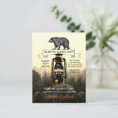 ウッドラ素朴ンドベアキャンプファイアパーティの招待状 ポストカード (スタンド正面)