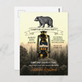 ウッドラ素朴ンドベアキャンプファイアパーティの招待状 ポストカード (正面/裏面)
