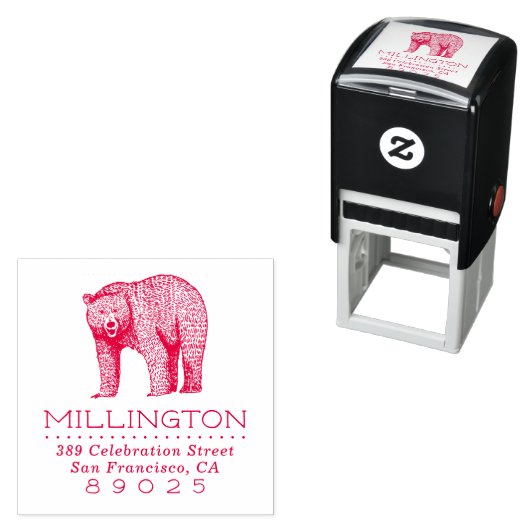 ウッドラ素朴ンドベアファミリー名差出人住所 セルフインキングスタンプ (インサイチュ)