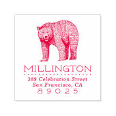 ウッドラ素朴ンドベアファミリー名差出人住所 セルフインキングスタンプ (デザイン)