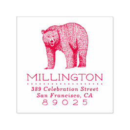 ウッドラ素朴ンドベアファミリー名差出人住所 セルフインキングスタンプ