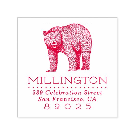 ウッドラ素朴ンドベアファミリー名差出人住所 セルフインキングスタンプ (デザイン)