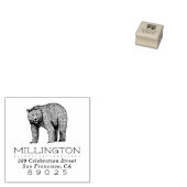 ウッドラ素朴ンドベアファミリー名差出人住所 ラバースタンプ (押印)