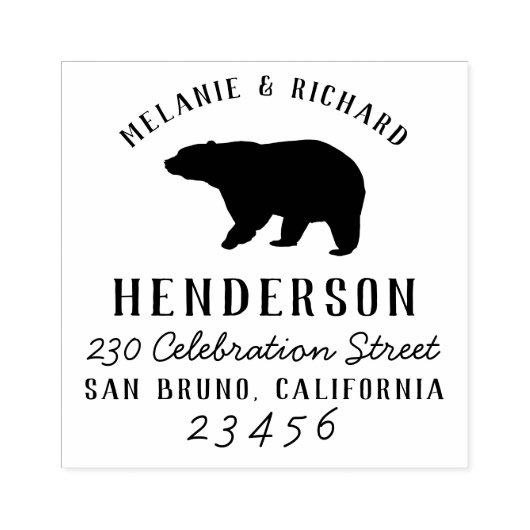 ウッドラ素朴ンドベアファミリー名&差出人住所 ラバースタンプ (インプリント)