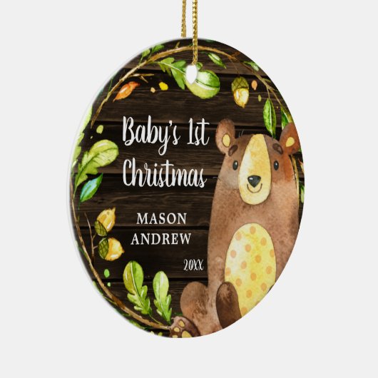 ウッドラ素朴ンドベアベビー初めてのクリスマス セラミックオーナメント (右)