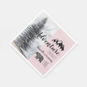 ウッドラ素朴ンドベアーピンクガールファースト誕生日 スタンダードランチョンナプキン (角)