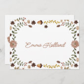 ウッドラ素朴ンドボタニカルパーソナライズされたノートカード 案内状 (正面/裏面)