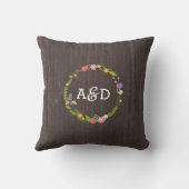 ウッドラ素朴ンドボヘミアンフローラ結婚ズ クッション (裏面)