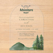 ウッドラ素朴ンドマウンテンフォレストパイン結婚ズ アクリル招待状 (正面)