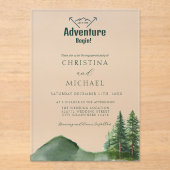 ウッドラ素朴ンドマウンテンフォレストパイン結婚ズ アクリル招待状 (正面)