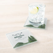 ウッドラ素朴ンドマウンテンフォレストパイン結婚ズ ガラスコースター (アングル)