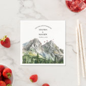 ウッドラ素朴ンドマウンテンフォレストパイン結婚ズ スタンダードカクテルナプキン (インサイチュ)