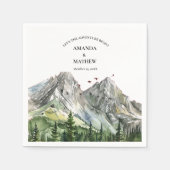 ウッドラ素朴ンドマウンテンフォレストパイン結婚ズ スタンダードカクテルナプキン (正面)