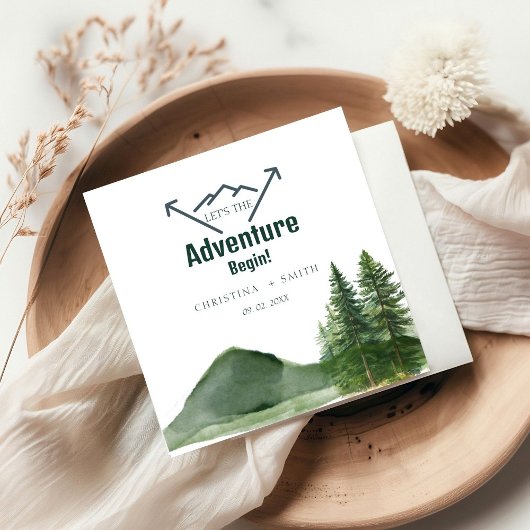 ウッドラ素朴ンドマウンテンフォレストパイン結婚ズ スタンダードカクテルナプキン