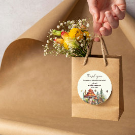 ウッドラ素朴ンドマッシュルームベイビーシャワー秋感謝してい ラウンドシール