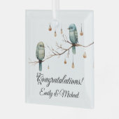 ウッドラ素朴ンドラブバードお祝い ガラスオーナメント (正面左)