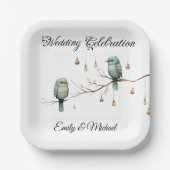 ウッドラ素朴ンドラブバードお祝い ペーパープレート (正面)