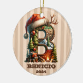 ウッドラ素朴ンドレターBウィズホリデーデコール セラミックオーナメント (左)