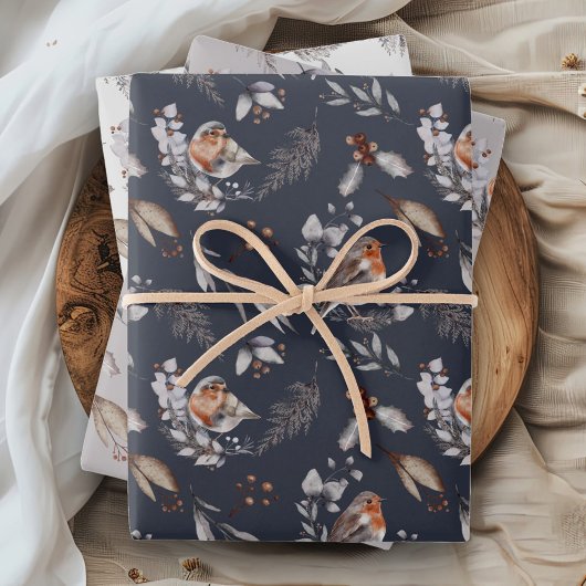 ウッドラ素朴ンドロビンウィンター葉ズ ラッピングペーパーシート