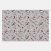 ウッドラ素朴ンドロビンウィンター葉ズ ラッピングペーパーシート (正面2)