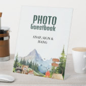 ウッドラ素朴ンド写真ゲストブック赤ちゃんシャワーのサイン 台座サイン (インサイチュ)