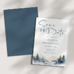 ウッドラ素朴ンド冬林結婚の セーブザデート<br><div class="desc">水彩林結婚とトレンディータイポグラフィと冬の森林のデザイン。この文字はパーソナライズされた特別な日にユニークもデザインの一つのために簡単にできる</div>