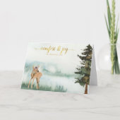 ウッドラ素朴ンド動物の鹿はクリスマスを嘆く シーズンカード (正面)