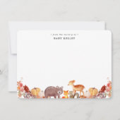 ウッドラ素朴ンド動物ベビーフラパーソナライズされたット ノートカード (正面)