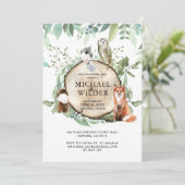 ウッドラ素朴ンド動物少年バースデーパーティー 招待状 (スタンド正面)