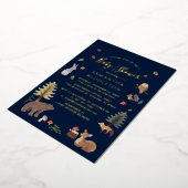 ウッドラ素朴ンド動物秋ベビーシャワー金ゴールド 箔招待状 (回転した状態)