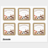 ウッドラ素朴ンド動物蔵書票、本プレート スクエアシール (シート)