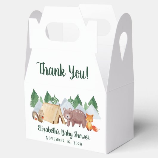 ウッドラ素朴ンド動物赤ちゃんシャワーありがとう フェイバーボックス (オープン)