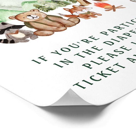 ウッドラ素朴ンド動物赤ちゃんシャワーおむつラッフル ポスター (角)