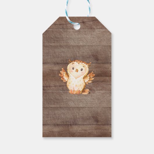 ウッドラ素朴ンド動物赤ちゃんシャワーお願いギフトラベル ギフトタグ (裏面)