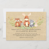 ウッドラ素朴ンド動物赤ちゃんシャワー招待状 招待状 (正面)