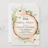 ウッドラ素朴ンド女性の誕生日パーティー成人年齢 招待状 (正面)