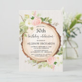 ウッドラ素朴ンド女性の誕生日パーティー成人年齢 招待状 (スタンド正面)