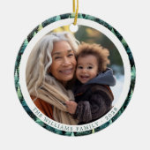 ウッドラ素朴ンド家族のクリスマス写真 セラミックオーナメント (正面)