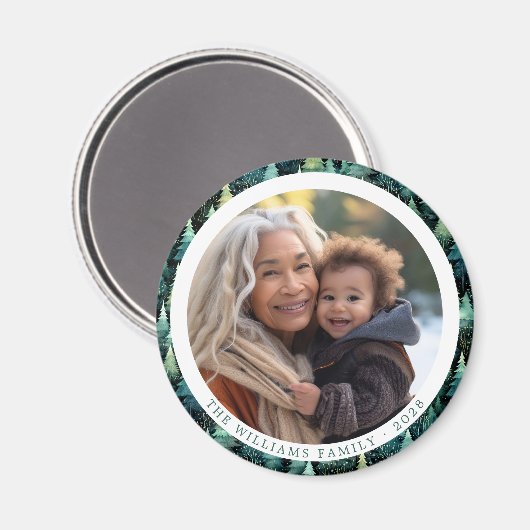 ウッドラ素朴ンド家族のクリスマス写真 マグネット (正面/裏面)