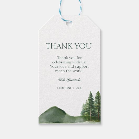 ウッドラ素朴ンド山林パイン結婚ズ感謝してい ギフトタグ (正面)