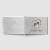 ウッドラ素朴ンド彫りハート樺の木ツリ結婚ーズ ゲストブック (全面)