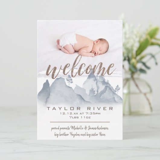 ウッドラ素朴ンド森林写真誕生のお知らせ 案内状 (スタンド正面)