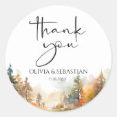 ウッドラ素朴ンド秋の森ありがとう ラウンドシール (正面)