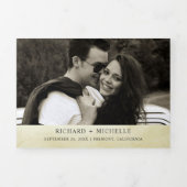 ウッドラ素朴ンド秋の森の山結婚の山 三つ折り招待状 (カバー)