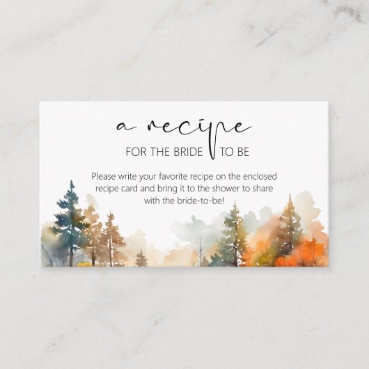 ウッドラ素朴ンド秋レシピのための花嫁 エンクロージャーカード (正面)