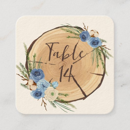 ウッドラ素朴ンド結婚のテーマテーブルカード 予約カード (正面)