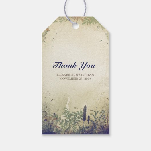 ウッドラ素朴ンド結婚の感謝 – NAVY ギフトタグ (正面)