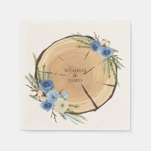 ウッドラ素朴ンド結婚テーマ スタンダードカクテルナプキン (正面)