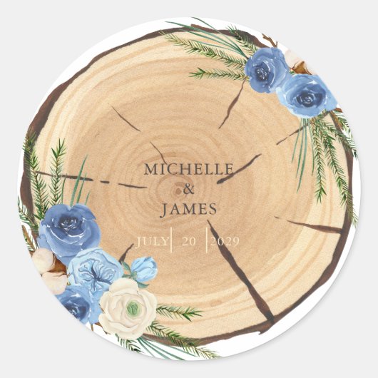 ウッドラ素朴ンド結婚テーマ ラウンドシール (正面)